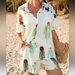 Stylish Women's Graphic Two Piece Short Set